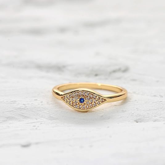 4K Gold Plated Evil Eye Stacking Rings