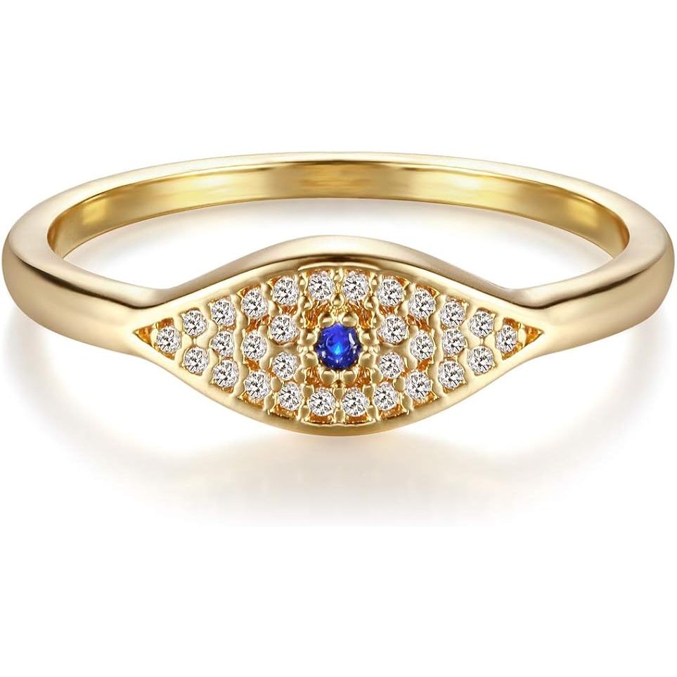 4K Gold Plated Evil Eye Stacking Rings