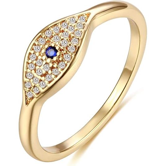 4K Gold Plated Evil Eye Stacking Rings